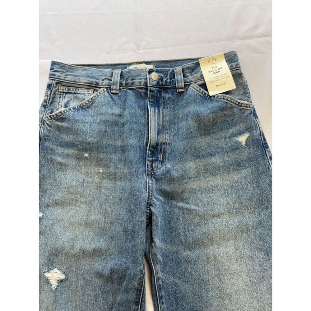 Madewell The Balloon Jean Medium Wash Dobins Distressed Size 29 - Picture 5 of 13
